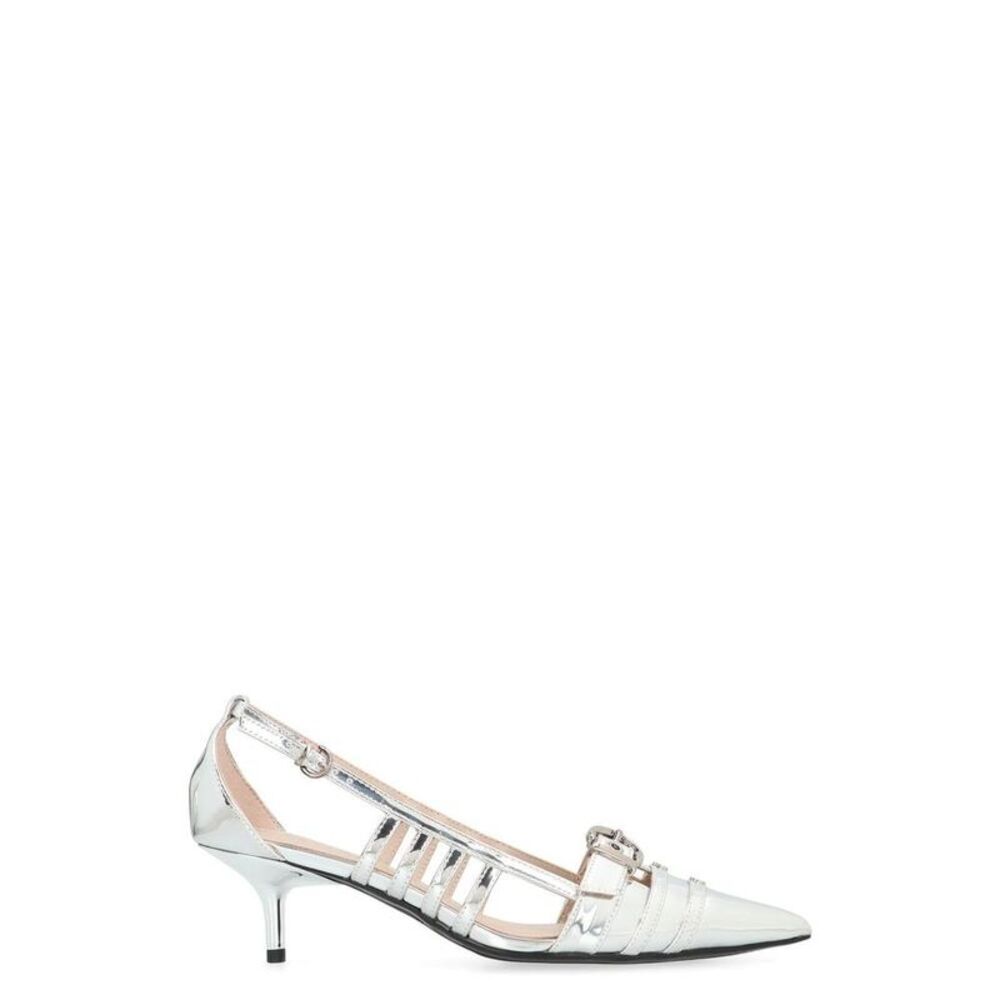 PINKO Chic Strappy Kitten Heel Pumps Women SILVER